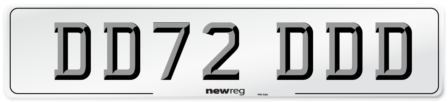 DD72 DDD Number Plate from New Reg